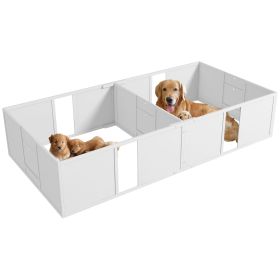 PawHut Whelping Box for Dogs and Puppies, Dog Whelping Box with Washable Waterproof Pee Pad & Adjustable Door for Large, Medium and Small Dogs, White