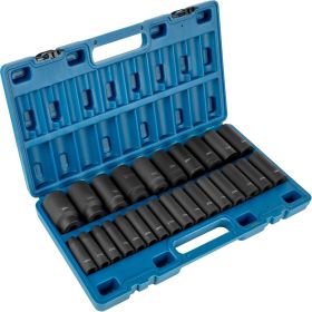 VEVOR Impact Socket Set 1/2 Inches 26 Piece Impact Sockets, Deep Socket, 6-Point Sockets, Rugged Construction, Cr-V