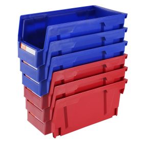 VEVOR Plastic Storage Bin, (11-Inch x 5-Inch x 5-Inch), Hanging Stackable Storage Organizer Bin, Blue/Red, 12-Pack