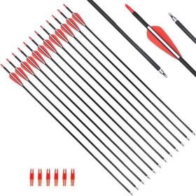 31.5-inch targeted hunting arrows, suitable for compound, anti bending, and British longbows, with detachable tips (12pack)