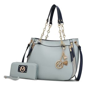 MKF Collection Lina Tote Handbag with Wristlet Wallet Vegan Leather Crossover Women's Purse by Mia K (Material: Vegan Leather, Color: Light Blue)