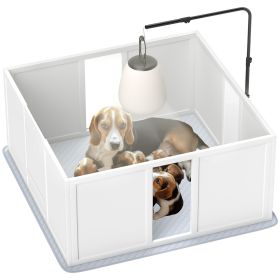 PawHut Whelping Box for Dogs, Newborn Puppy Supplies with Retractable Light Stand, Waterproof Pee Pad (Color: as Pic)