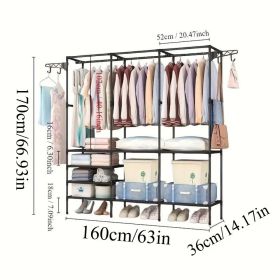 Home, Storage Rack Clothes Rack Heavy Duty Clothes Rack for Hanging Clothes, Rack, Wooden Stereo Rack Self-Standing Wardrobe Wardrobe Rack (Two: black)